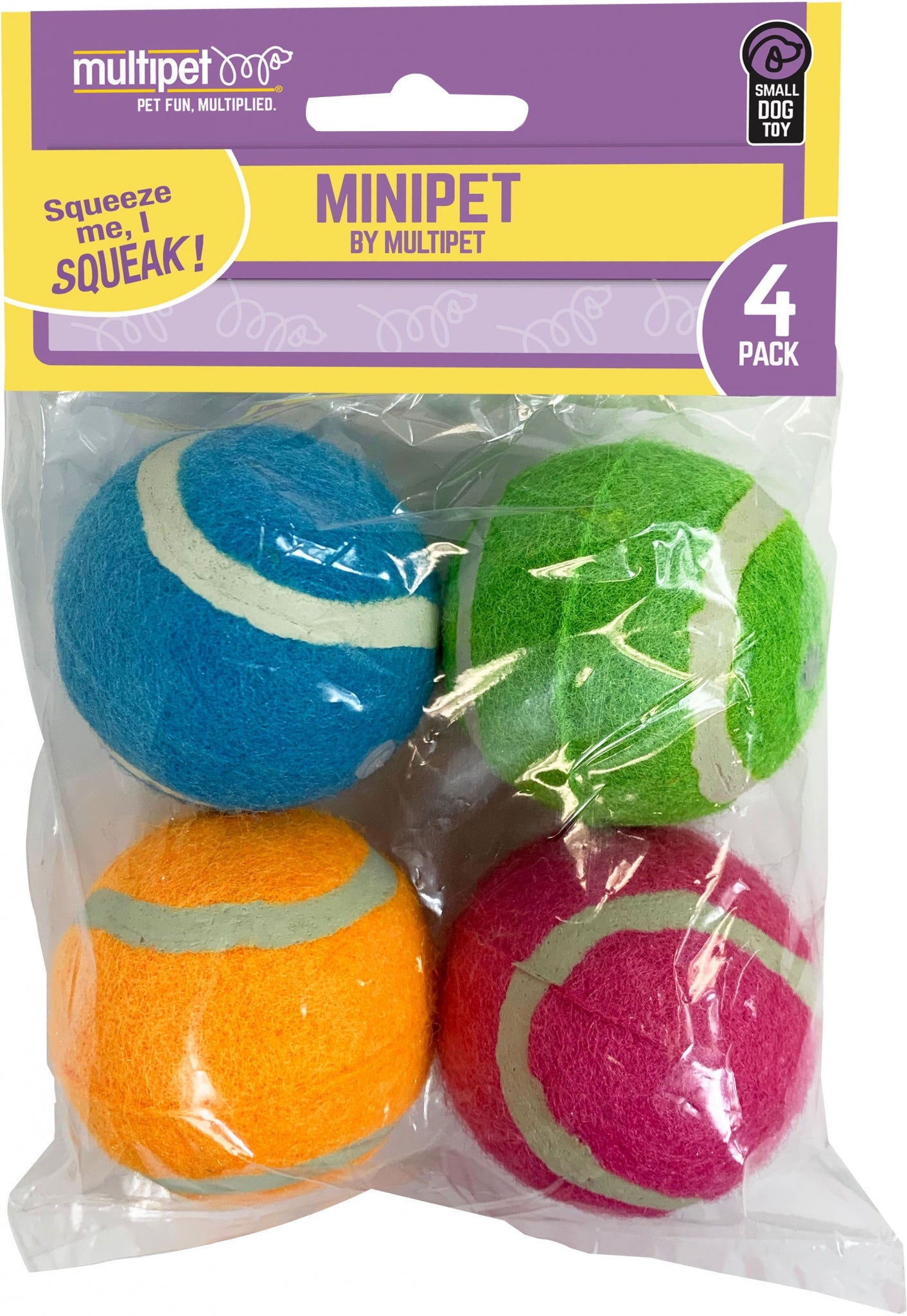 Multipet Minipet Squeaky Tennis Balls