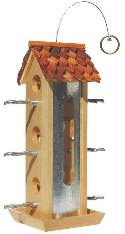 Tin Jay Wood Feeder For Birds