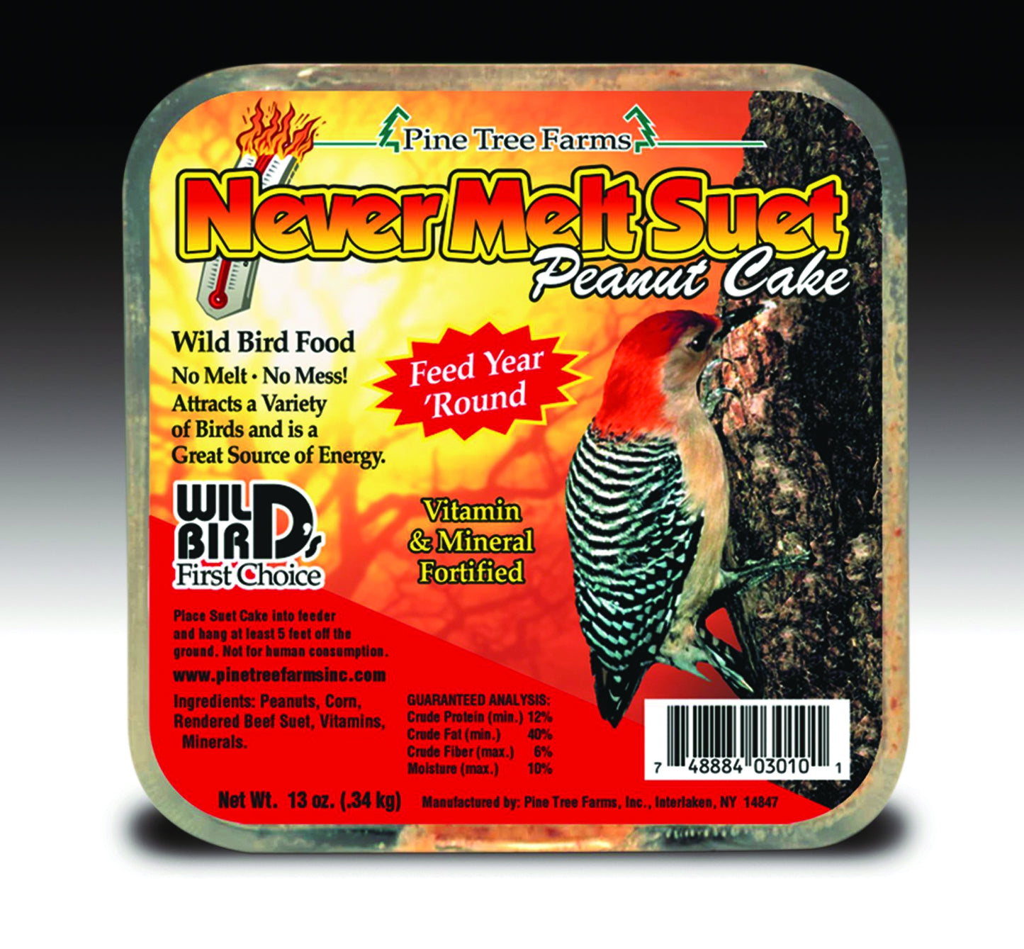 Pine Tree Never Melt Suet Cake 13oz Peanut Butter