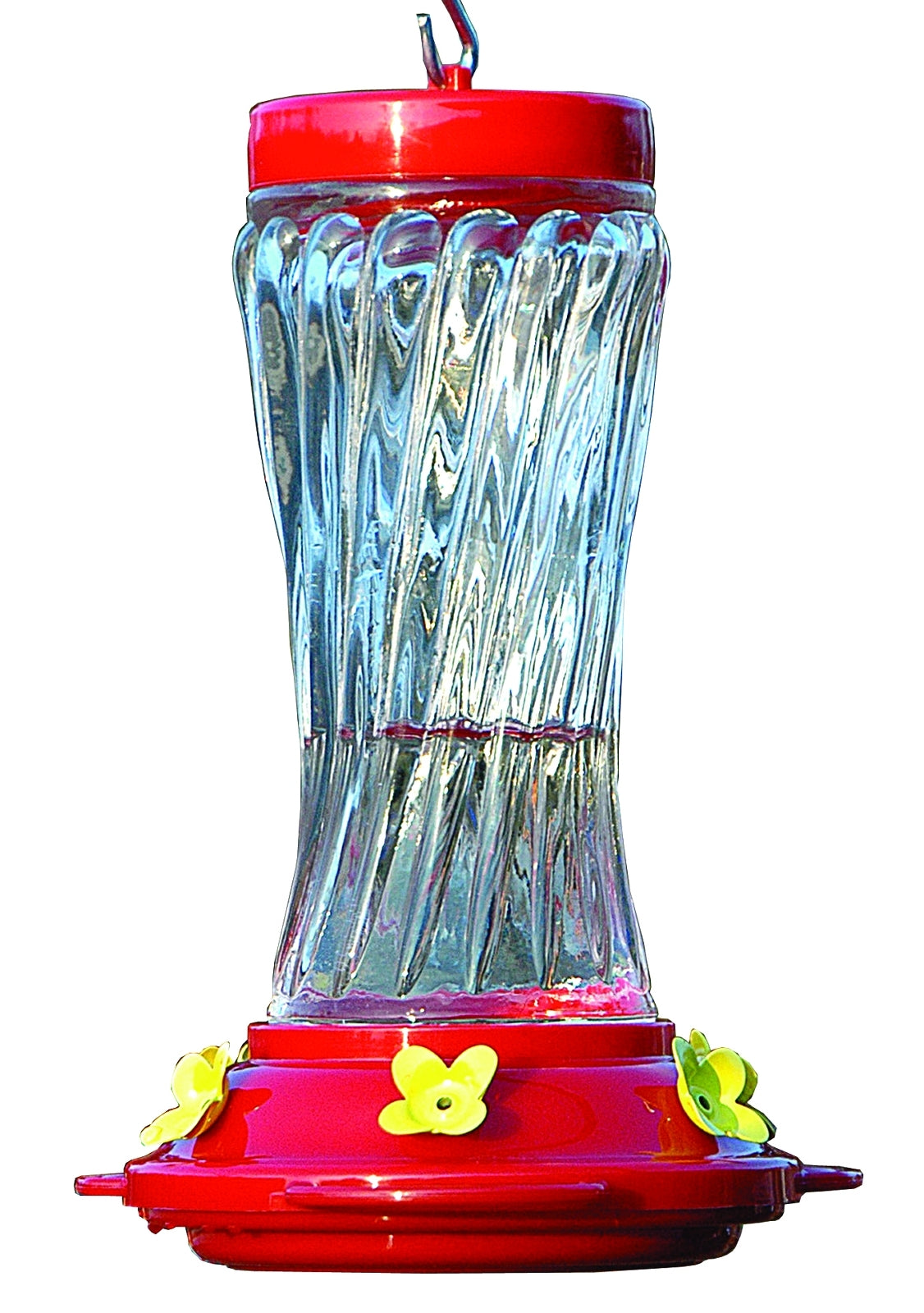 Audubon Swirl Glass Hummingbird Feeder 16oz. Red