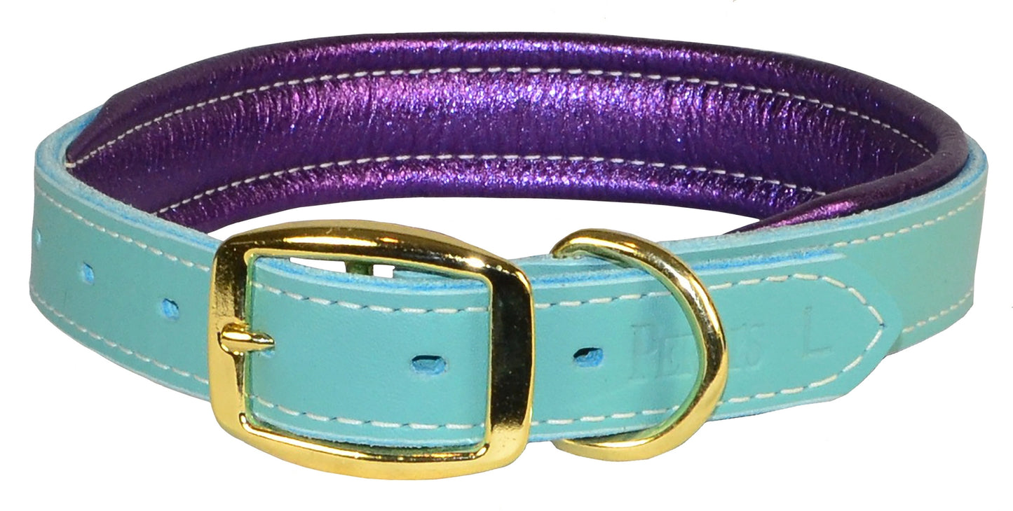 Perri's Metallic Padded Leather Dog Collar